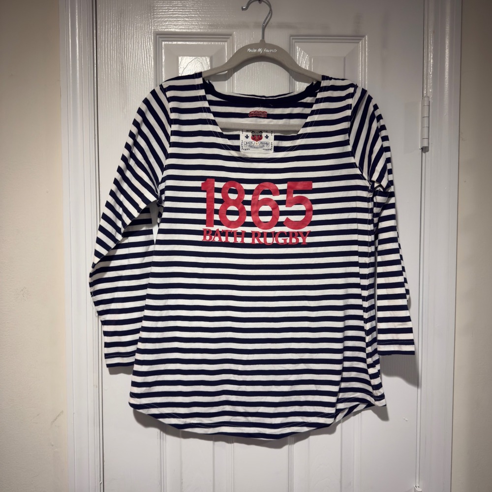 Bath Rugby Girls Youth 14 Breton Stripe Long Sleeve Top 1865 Logo